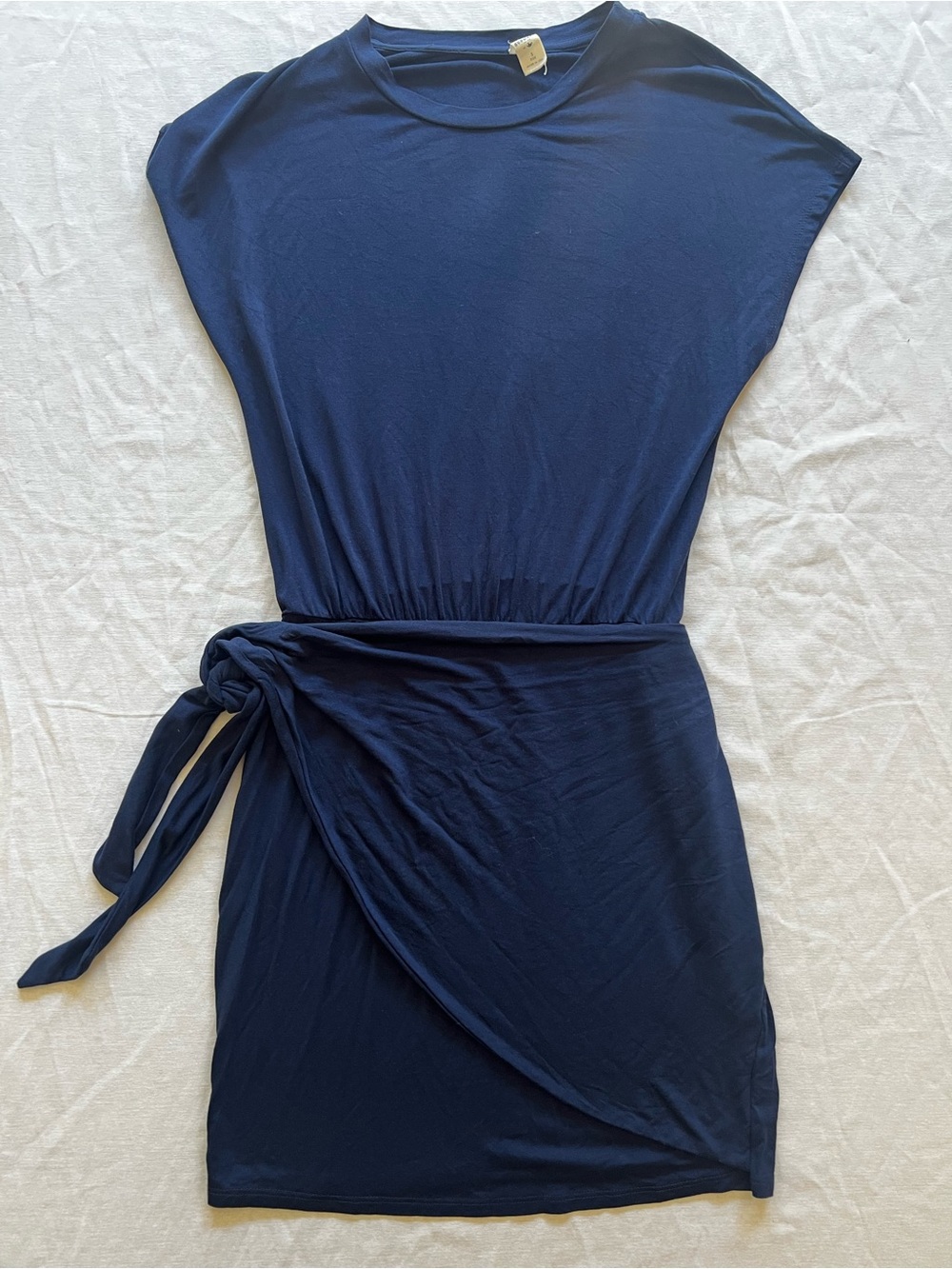 Lazy Sundays Navy Wrap Dress Cap Sleeves Tie Waist Old Money Coastal Girl Summer